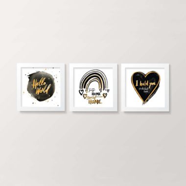 goumi&reg; Many Moons 10.5-Inch Square Framed Wall Art in Black/White (Set of 3). View a larger version of this product image.