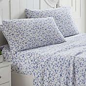 Laura Ashley&reg; Annas Scroll Plush Fleece Queen Sheet Set in Pastel Blue