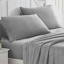 Solid Plush Fleece Grey Queen Sheet Set