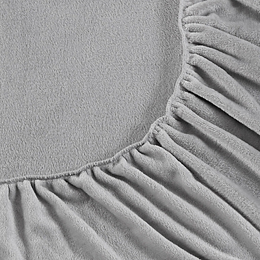 Laura Ashley&reg; Solid Plush Fleece King Sheet Set in Grey. View a larger version of this product image.
