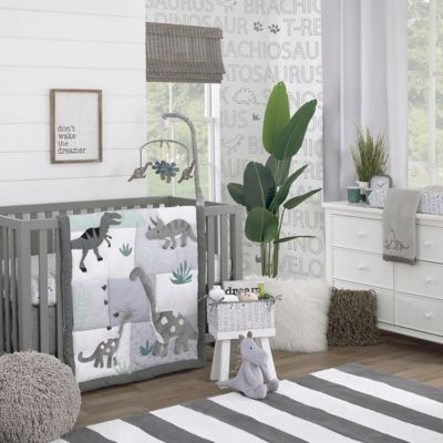 NoJo&reg; Baby-Saurus 4-Piece Crib Bedding Set in Grey