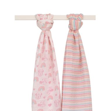 Disney Baby&reg; 3-Piece Minnie Mouse Swaddle Set with Rattle in Pink. View a larger version of this product image.