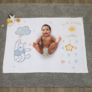 Disney Baby&reg; Winnie the Pooh Milestone Baby Blanket in Yellow. View a larger version of this product image.