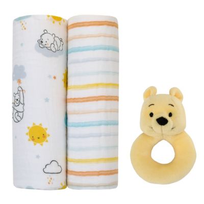 Disney Baby&reg; 3-Piece Winnie the Pooh Swaddle Set with Rattle in Yellow