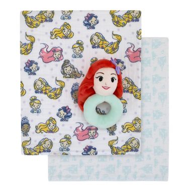 Disney Baby&reg; 3-Piece Ariel Swaddle Set with Rattle in Aqua. View a larger version of this product image.