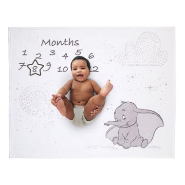 Disney Baby&reg; Dumbo Milestone Baby Blanket in Grey. View a larger version of this product image.