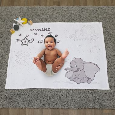 Disney Baby&reg; Dumbo Milestone Baby Blanket in Grey. View a larger version of this product image.