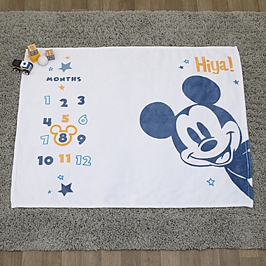 Disney Baby&reg; Mickey Mouse Milestone Baby Blanket in Blue. View a larger version of this product image.