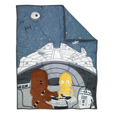 Lambs & Ivy&reg; Star Wars&trade; Millennium Falcon 3-Piece Crib Bedding Set in Blue. View a larger version of this product image.