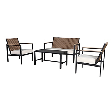 Studio 3B&trade; Mari 4-Piece Outdoor Chat Set in Black. View a larger version of this product image.