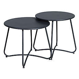 Ryo Outdoor Nesting Tables in Black (Set of 2)