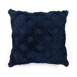Lush Décor Tufted Diagonal Square Throw Pillow Cover in Navy