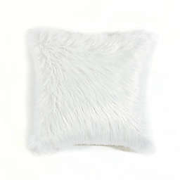 Lush Décor Luca Mongolian Faux Fur Square Throw Pillow Cover in White