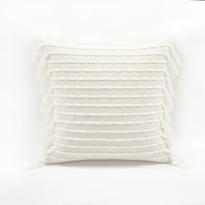 Lush Decor Linear Square Throw Pillow Cover in Ivory