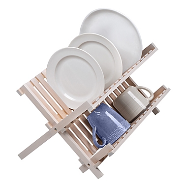 Squared Away&trade; Collapsible Dish Rack in Bamboo. View a larger version of this product image.