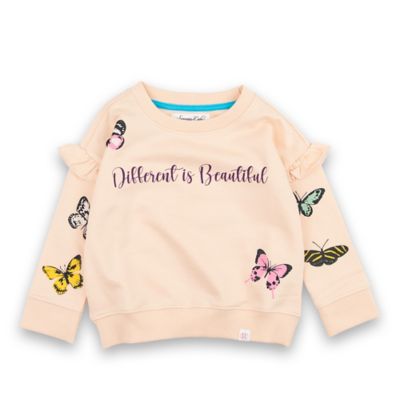 Sovereign Code&reg; Size 0-3M Butterfly Serene Ruffle Pullover Top in Peach