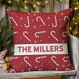 Candy Cane Lane Personalized 16-inch x 16-Inch Outdoor Throw Pillow