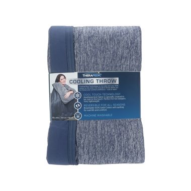 Therapedic&reg; Cooling Throw Blanket in Navy. View a larger version of this product image.