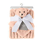 Alternate image 1 for UGG&reg; 2-Piece Dylan Ribbed Faux Fur Lovey and Blanket Gift Set in Peach