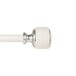 Rod Desyne Josephine Faux Wood 28 to 48-Inch Adjustable Single Curtain Rod Set in Pearl White
