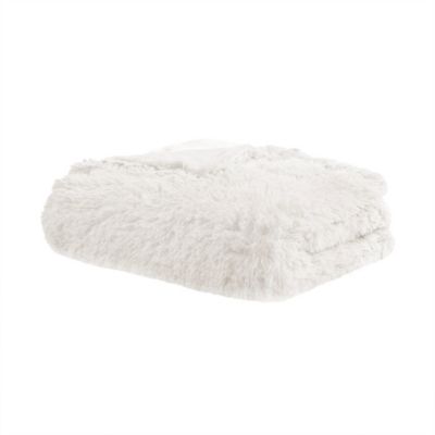 Plush Channel Mink Minky Faux Fur Throw Blanket Luxury Fur Soft Ivory Off Whtie 