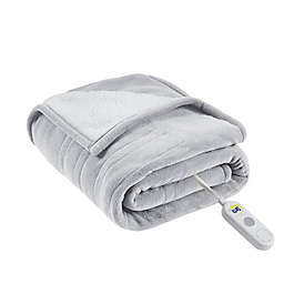 Serta® Fleece to Sherpa Heated Throw in Light Grey