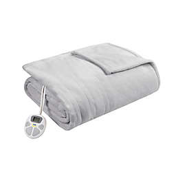 Serta® Plush Heated Twin Blanket in Light Grey