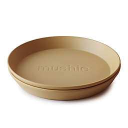 Mushie Square Toddler Plates in Mustard (Set of 2)