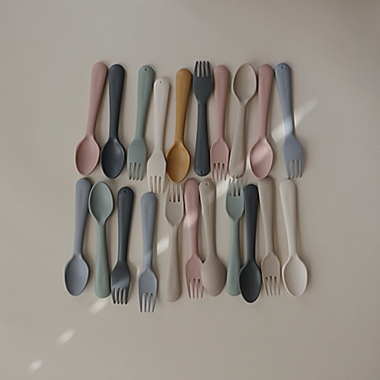 Mushie 2-Piece Fork and Spoon Set in Blush. View a larger version of this product image.