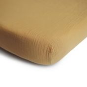 Mushie&reg; Muslin Fitted Crib Sheet in Fall Yellow