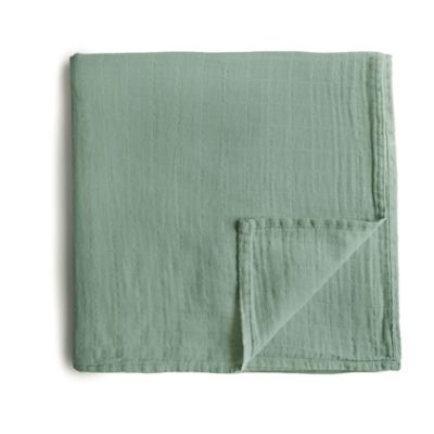 Mushie&reg; Muslin Organic Cotton Swaddle Blanket in Green