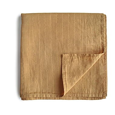 Mushie&reg; Muslin Organic Cotton Swaddle Blanket in Yellow. View a larger version of this product image.
