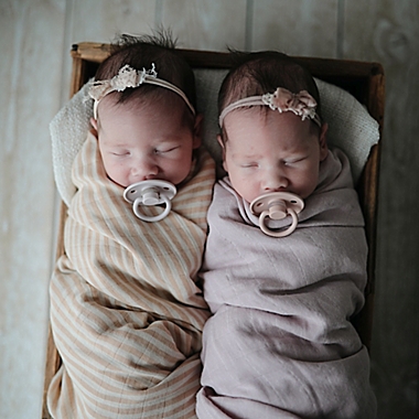 Mushie&reg; Muslin Organic Cotton Swaddle Blanket in Fog. View a larger version of this product image.
