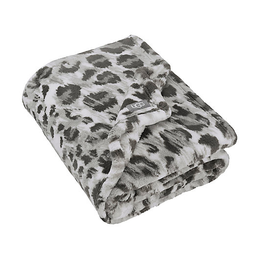Alternate image 1 for UGG®  Coco Flannel Blanket in Gray Animal