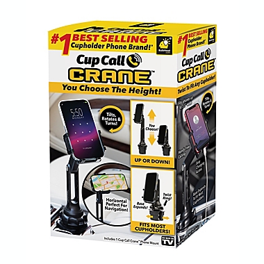 Cup Call Crane&trade; Cupholder Phone Mount in Black. View a larger version of this product image.