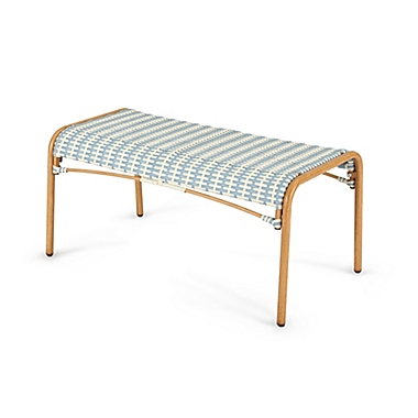 Everhome&trade; Galveston Outdoor Dining Bench in Blue/Natural. View a larger version of this product image.