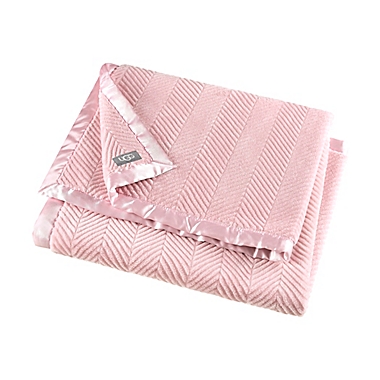 UGG&reg; Tillie Carved Plush Toddler Blanket in Pink Shell. View a larger version of this product image.