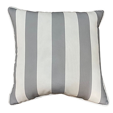 Simply Essential&trade; Cabana Stripe Square Outdoor Pillow in Grey/White. View a larger version of this product image.