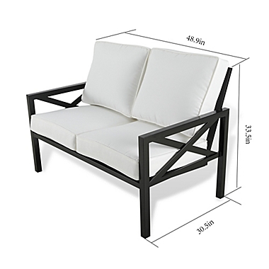 Everhome&trade; Stonington Cushioned 4-Piece Patio Conversation Set in Black. View a larger version of this product image.