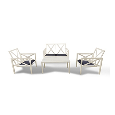 Everhome&trade; Stonington Cushioned 4-Piece Patio Conversation Set in White. View a larger version of this product image.