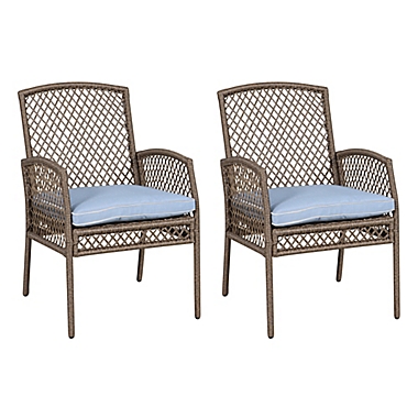 Bee & Willow&trade; Providence Wicker Outdoor Dining Chairs in Brown (Set of 2). View a larger version of this product image.