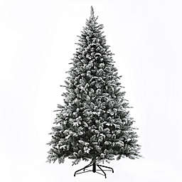 Luxen Home 7-Foot Pre-Lit Flocked Artificial Christmas Tree with Clear Lights