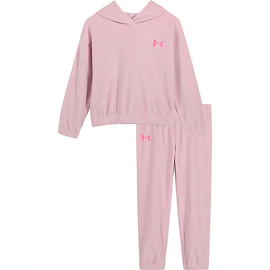 Alternate image 1 for Under Armour® 2-Piece Reset Velour Top and Pant Set in Pink