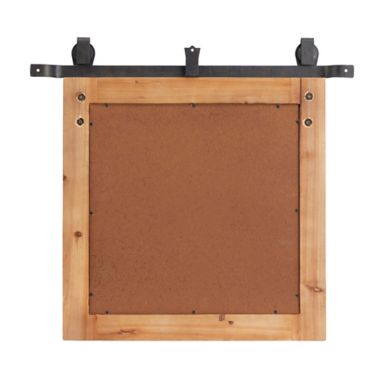 Ridge Road Decor Wood and Metal Farmhouse Wall Mirror in Brown. View a larger version of this product image.