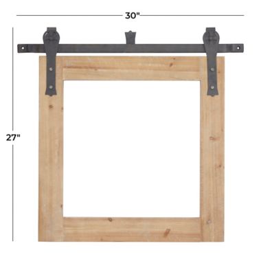 Ridge Road Decor Wood and Metal Farmhouse Wall Mirror in Brown. View a larger version of this product image.