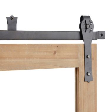 Ridge Road Decor Wood and Metal Farmhouse Wall Mirror in Brown. View a larger version of this product image.