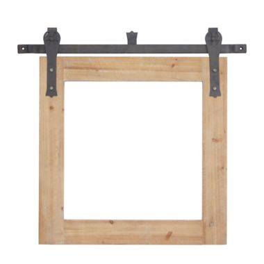 Ridge Road Decor Wood and Metal Farmhouse Wall Mirror in Brown. View a larger version of this product image.