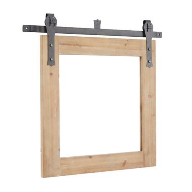 Ridge Road Decor Wood and Metal Farmhouse Wall Mirror in Brown. View a larger version of this product image.