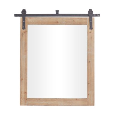 Ridge Road Decor 37.25-Inch x 41.38-Inch Wood and Metal Farmhouse Wall Mirror in Brown. View a larger version of this product image.