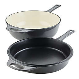Rachael Ray™ 4 qt. Dutch Oven Skillet Combo Set in Grey
